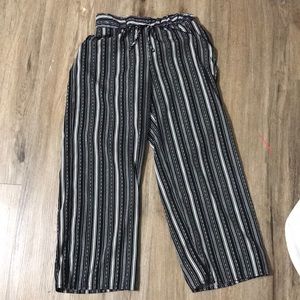 Black and white girls flowy striped dress pants